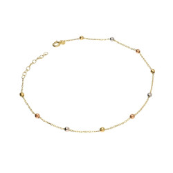 Złota bransoletka na nogę z kulkami - JubilerSezam.pl