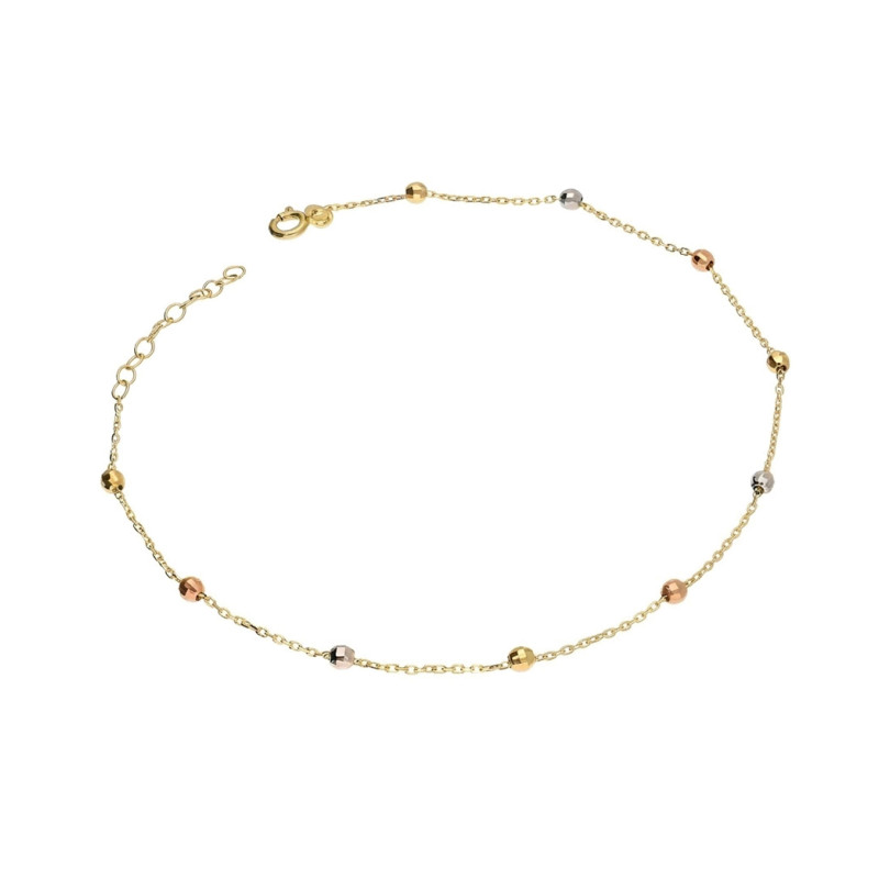 Złota bransoletka na nogę z kulkami - JubilerSezam.pl