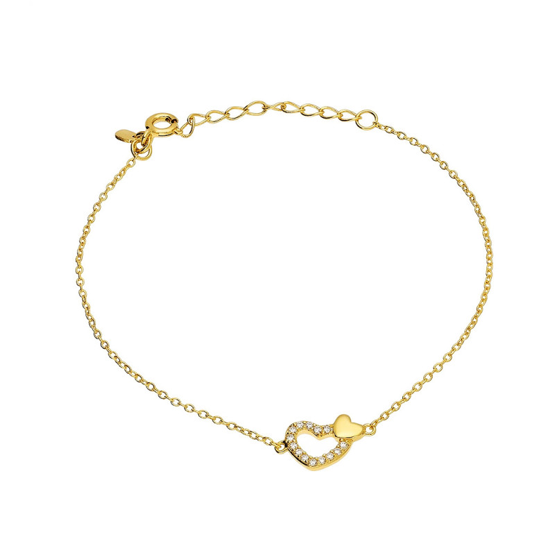 Pozłacana Bransoletka Serce z Cyrkoniami - JubilerSezam.pl