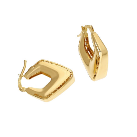 Złote kolczyki romby pr. 585 - Blaszki, angielskie zapięcie - JubilerSezam.pl