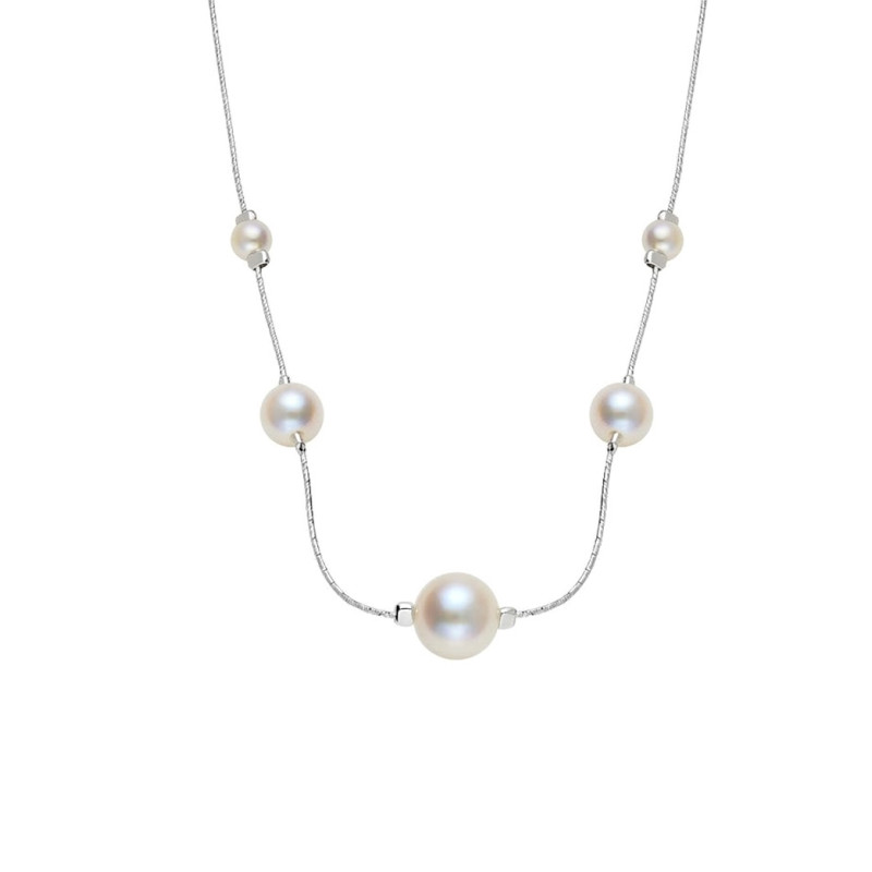 Srebrny Naszyjnik z Białymi Perłami - Klasyczna Elegancja - JubilerSezam.pl