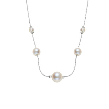Srebrny Naszyjnik z Białymi Perłami - Klasyczna Elegancja - JubilerSezam.pl