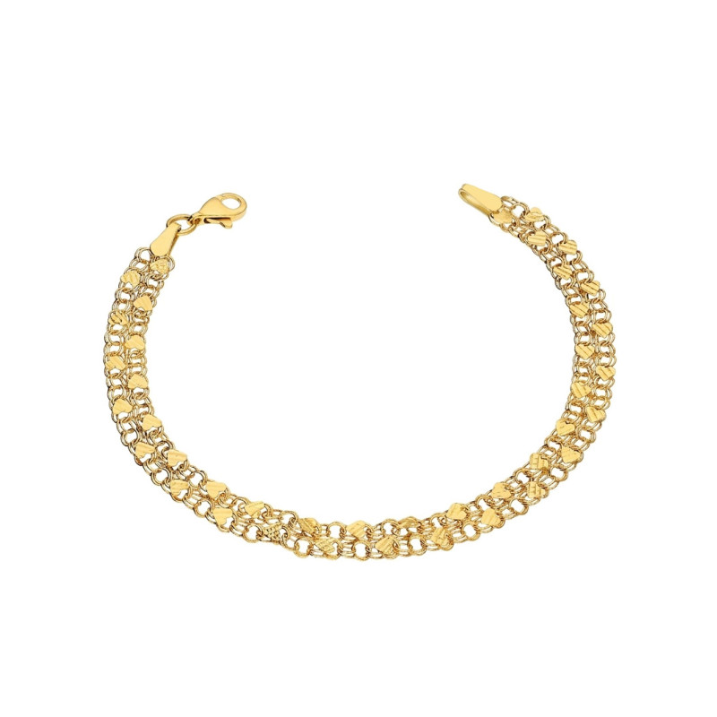 Złota Bransoletka Serca na Siatce pr. 375 - JubilerSezam.pl