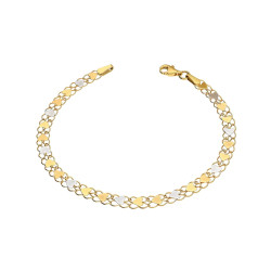 Złota Bransoletka Siatka z Sercami Trzy Kolory - JubilerSezam.pl