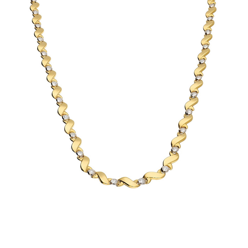 Złoty Naszyjnik Fale i Kulki z Grawerem - JubilerSezam.pl