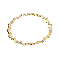 Złota bransoletka damska fale i kulki pr.585 - JubilerSezam.pl