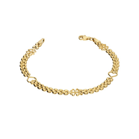 Złota Bransoletka Składak Serca i Koniczynki - JubilerSezam.pl