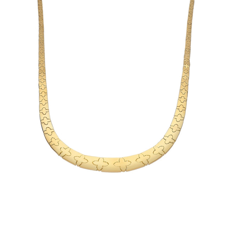 Naszyjnik złoty blaszki z kwiatkami próba 585