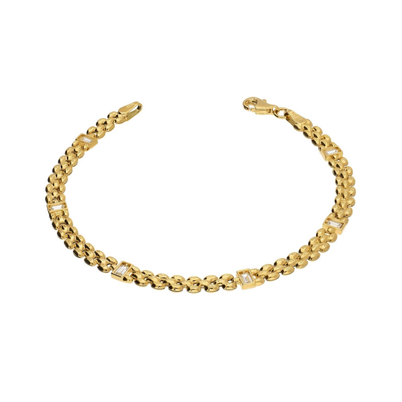 Złota Bransoletka Składak Łuski Cyrkonie Bagietki - JubilerSezam.pl