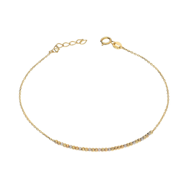 Złota Bransoletka z Grawerowanymi Kulami Trzy Kolory - JubilerSezam.pl