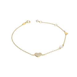 Złota bransoletka z serduszkiem i cyrkoniami pr. 585 - JubilerSezam.pl