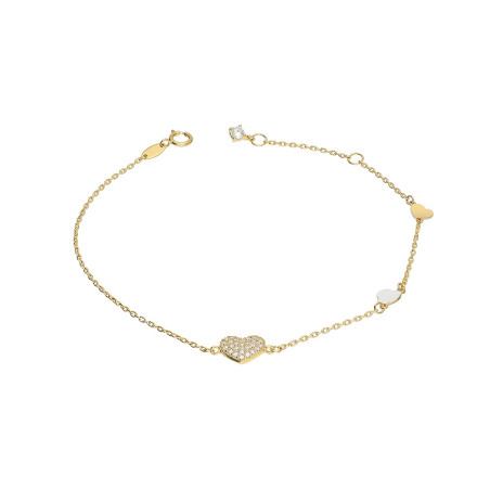 Złota bransoletka z serduszkiem i cyrkoniami pr. 585 - JubilerSezam.pl