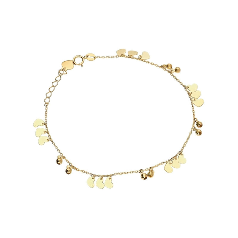 Złota Bransoletka z Sercami pr. 585 - JubilerSezam.pl