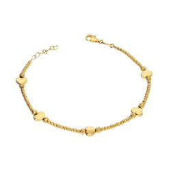 Złota Bransoletka Serca i Kulki pr. 585 - JubilerSezam.pl