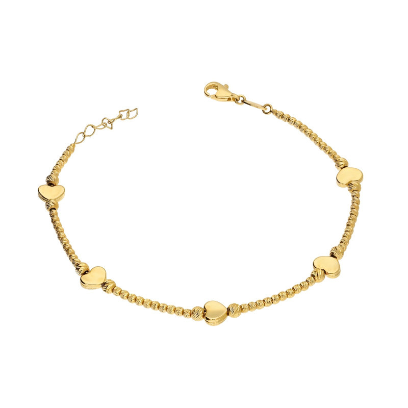 Złota Bransoletka Serca i Kulki pr. 585 - JubilerSezam.pl