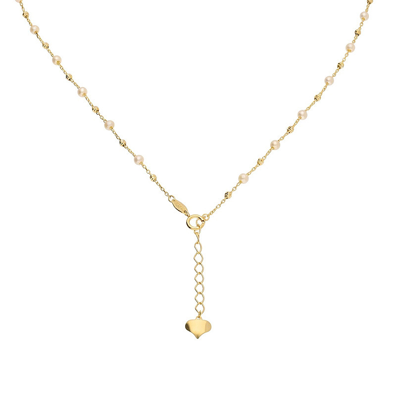 Złoty Naszyjnik z Perłami Ślubny pr.585 - JubilerSezam.pl