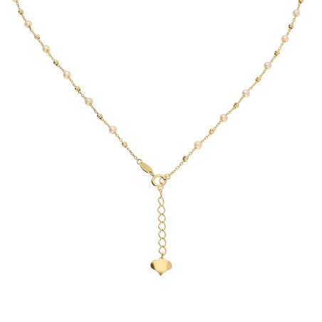 Złoty Naszyjnik z Perłami Ślubny pr.585 - JubilerSezam.pl