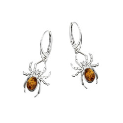 Srebrne Kolczyki Pająki z Bursztynem Koniakowym - JubilerSezam.pl