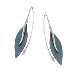 Kolczyki srebrne liść z tytanem