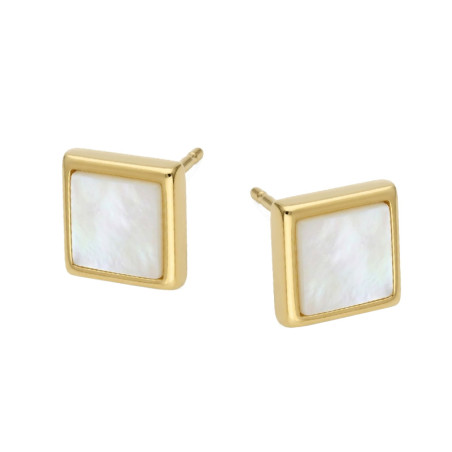 Pozłacane Kolczyki Kwadrat Masa Perłowa - JubilerSezam.pl
