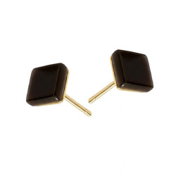 Pozłacane kolczyki z Onyksem kwadratowe - JubilerSezam.pl