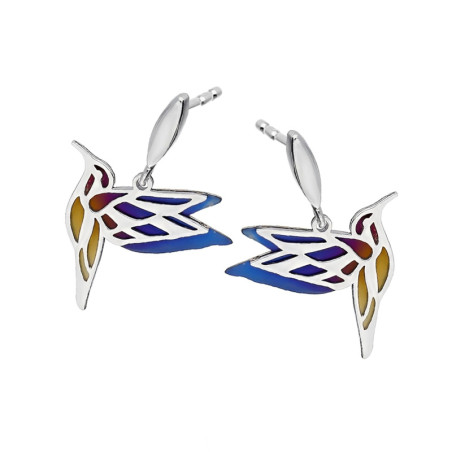 Srebrne Kolczyki Koliber Tytanowe Ażurowe - JubilerSezam.pl