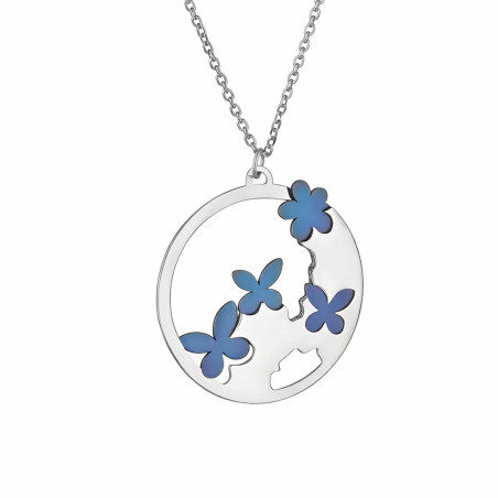 Srebrny Naszyjnik Koło z Motylami Tytanowymi - JubilerSezam.pl