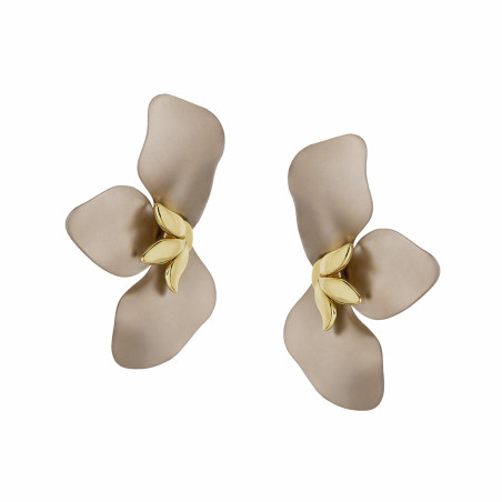 Pozłacane kolczyki kwiat tytanowy szare - JubilerSezam.pl