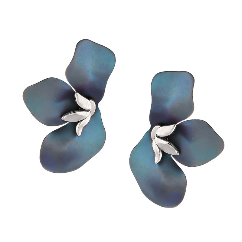 Srebrne Kolczyki Pół Kwiatka z Tytanem - JubilerSezam.pl