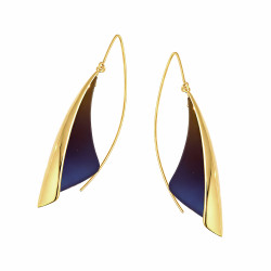 Pozłacane kolczyki trójkąt z tytanem - JubilerSezam.pl