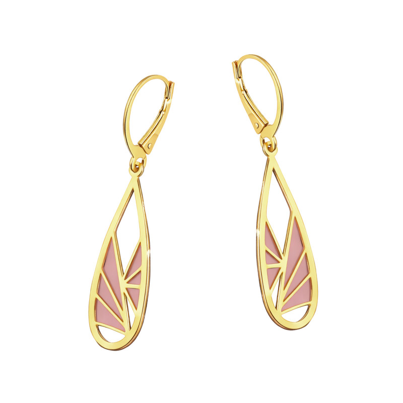 Pozłacane Kolczyki Krople z Różowym Tytanem - JubilerSezam.pl