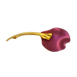 Pozłacana Broszka Kalia z Różowym Tytanem - JubilerSezam.pl