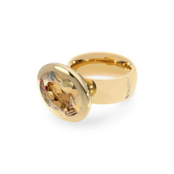 Pierścionek stalowy QUDO TIVOLA z kryształem w kolorze Golden Shadow