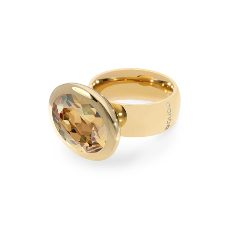 Pierścionek stalowy QUDO TIVOLA z kryształem w kolorze Golden Shadow