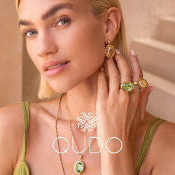 Pierścionek stalowy QUDO TIVOLA z kryształem w kolorze Golden Shadow