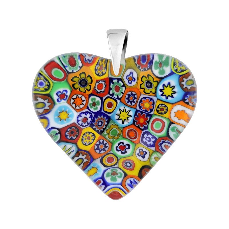 Serduszko ze szkła Murano Ponte z koluszkiem ze srebra 925