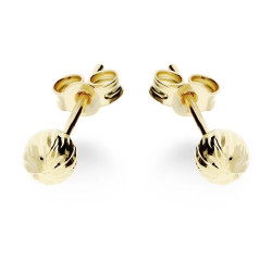 Złote kolczyki kulki 4mm pr. 585 grawerowane - JubilerSezam.pl