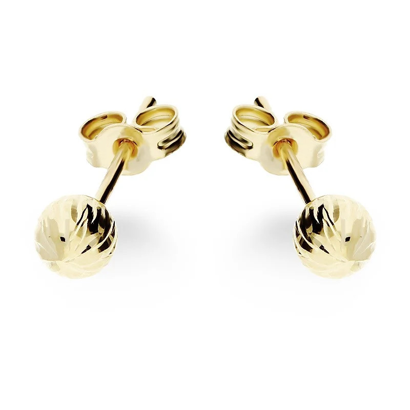 Złote kolczyki kulki 4mm pr. 585 grawerowane - JubilerSezam.pl