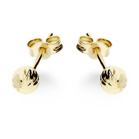 Złote kolczyki kulki 4mm pr. 585 grawerowane - JubilerSezam.pl