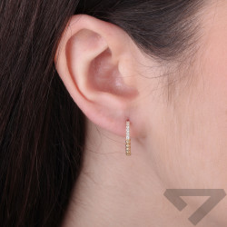 Kolczyki kółka 15 mm z kulek i cyrkonii, próba 585