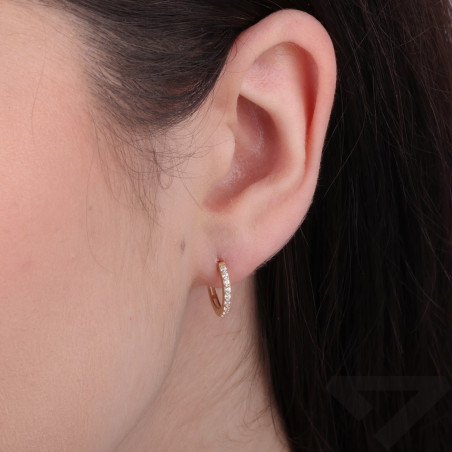 Kolczyki kółka z cyrkoniami, złoto 585