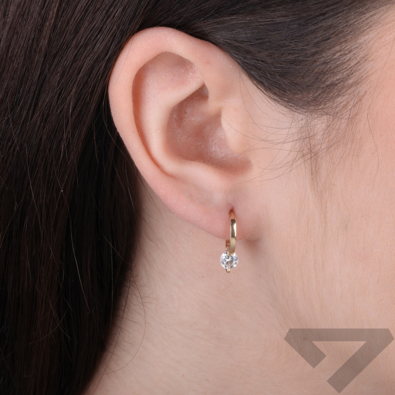 Kolczyki złote kółka z cyrkonią, próba 585