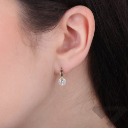 Kolczyki złote kółka z fasetowaną cyrkonią próba 585