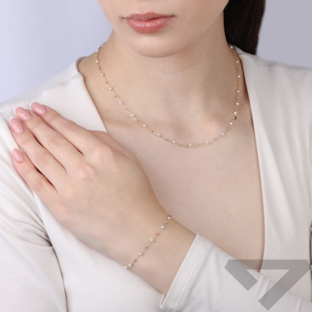 Bransoletka z perełkami 3 mm, ze złota 585