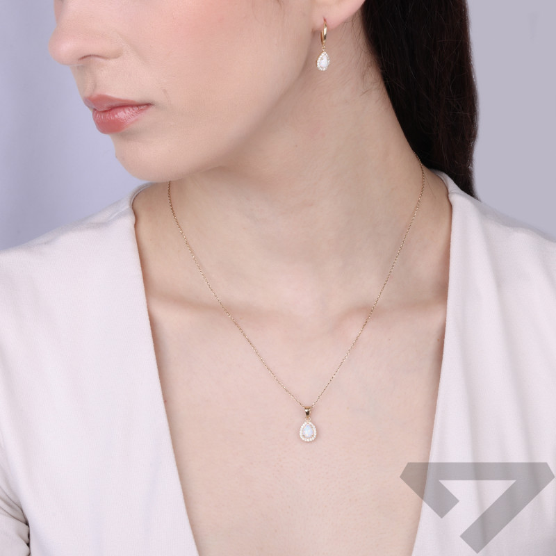 Złote Kolczyki Kreole z Opalem Jubilerskim pr. 375 - JubilerSezam.pl