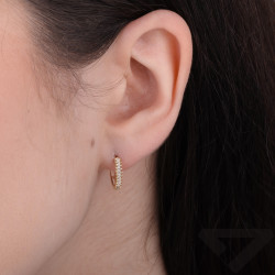 Kolczyki złote kółka z cyrkoniami, próba 375