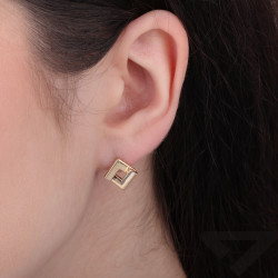 Złote Kolczyki Romb Sztyft pr. 375 - JubilerSezam.pl