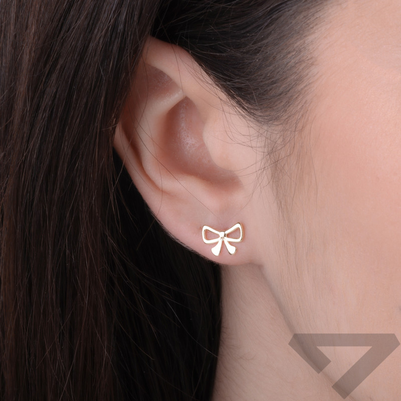 Kolczyki złote kokardka ramka, próba 585