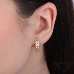 Kolczyki blaszki grawerowane, złoto 585