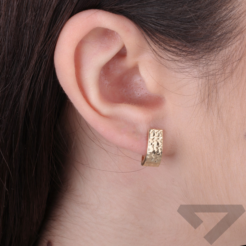 Kolczyki blaszki zygzaki z matem i diamentowaniem, próba 375